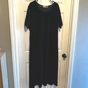 Fashion Bug Vintage Green Velvet Midi Sheath Dress Size 18/20 Holiday Christmas